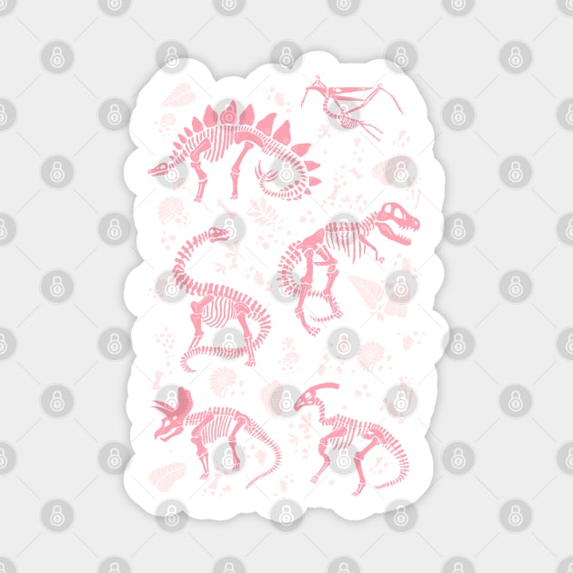 Excavated Dinosaur Fossils in Candy Pink Sticker by latheandquill